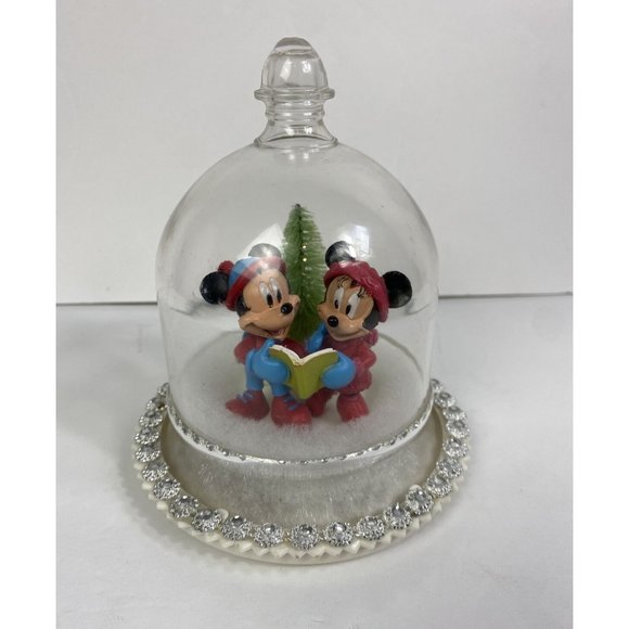 Disney MICKEY MINNIE MOUSE GEMMY MUSICAL LIGHTED GLOBE LIGHTS UP CAROLS CAROLING - Picture 1 of 13